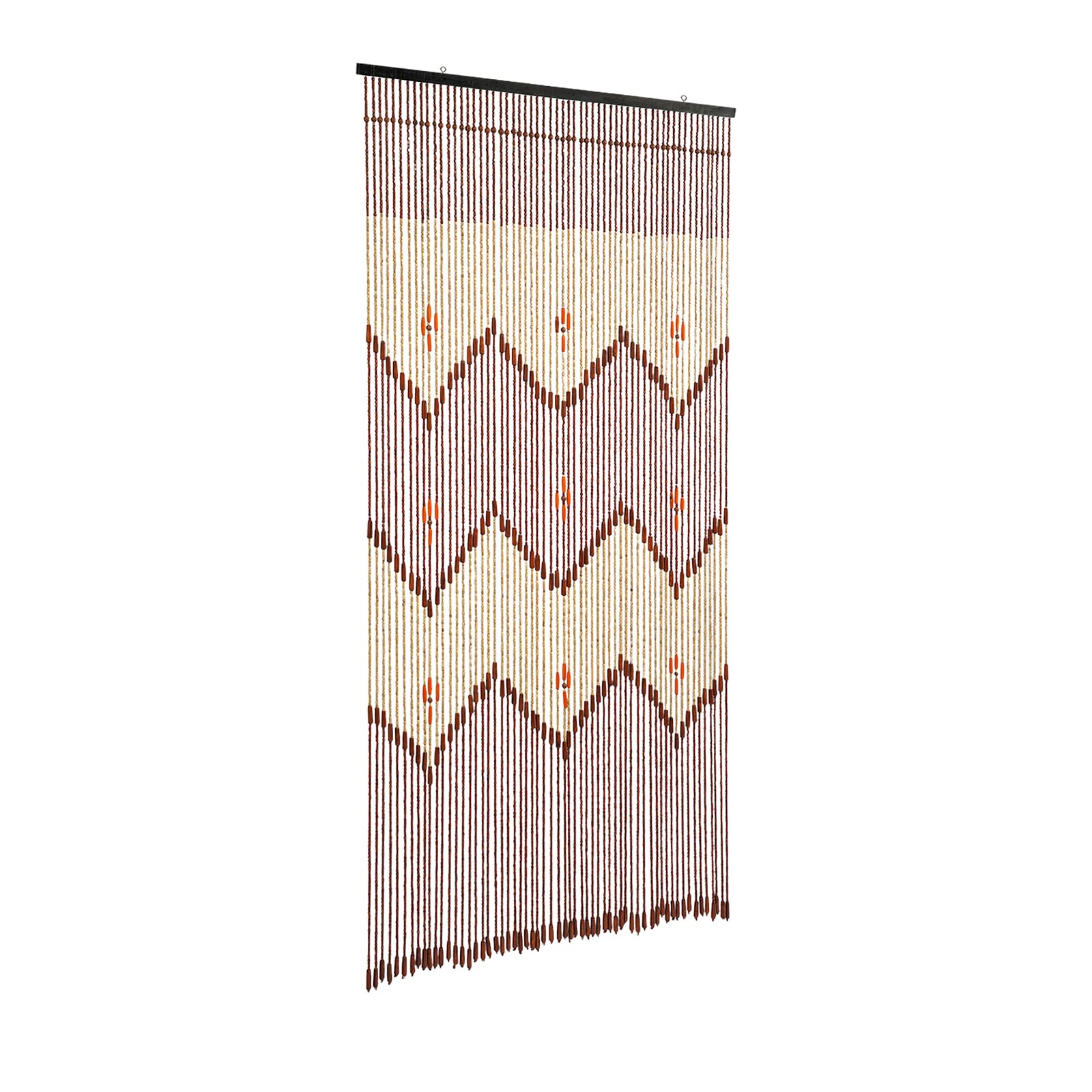 Rideau de Porte en Perles de Bois 90x194 cm, Rideau décoratif bohème rétro avec 60 brins, séparation de pièce pour Porte entrée Salon Chambre Balcon