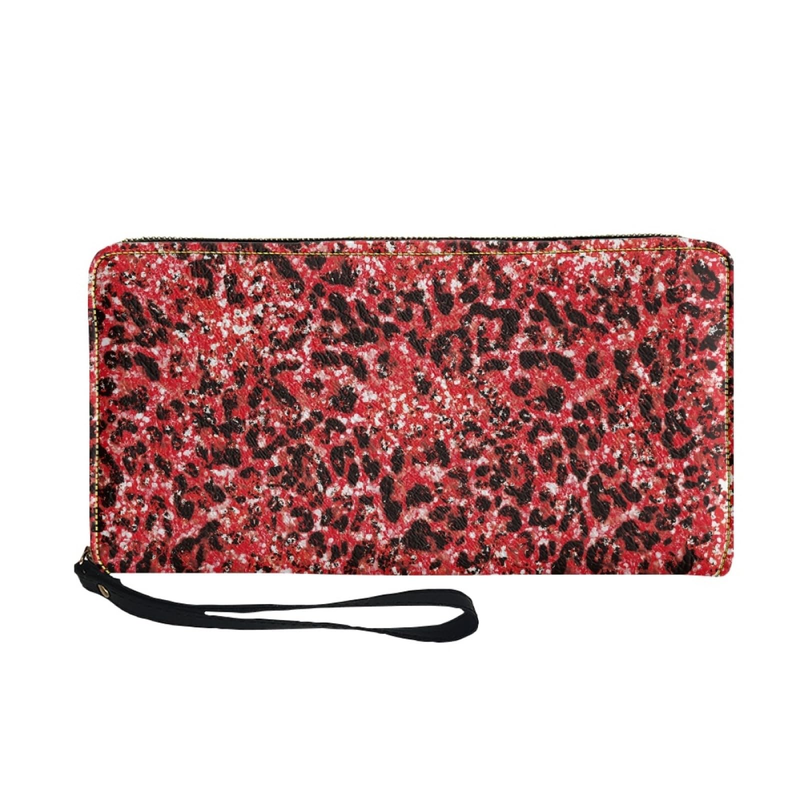 Portafoglio Donna Portamonete Porta Carte di Credito Donna Uomo Wallet | Portafogli con Zip e Cinturino da Polso Leggero Durabile Portatile,Impermeabile Cuoio,Rosso Astratto 11x20cm/3 Unità