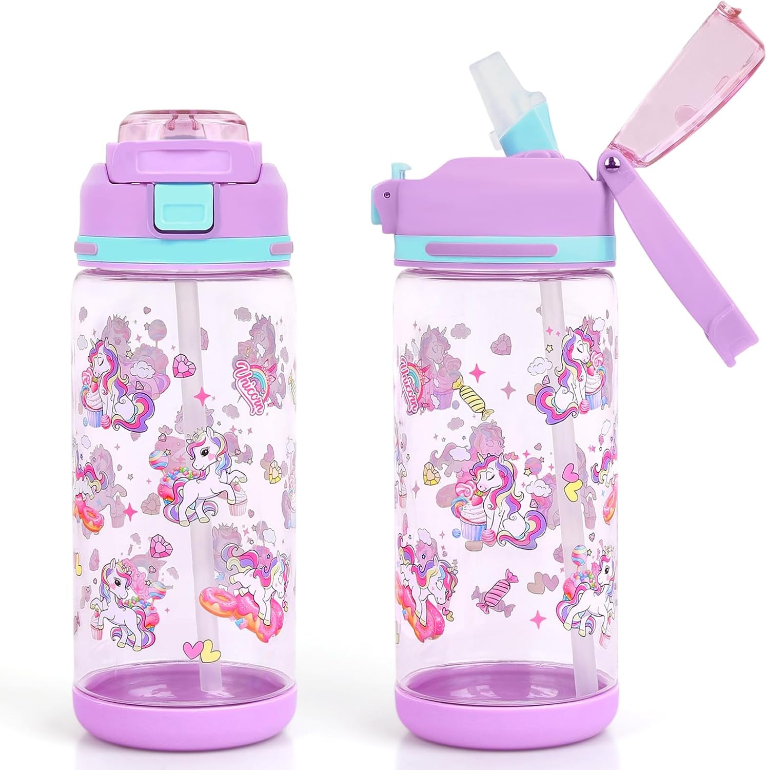 Kids Water Bottle 20oz Leakproof Plastic