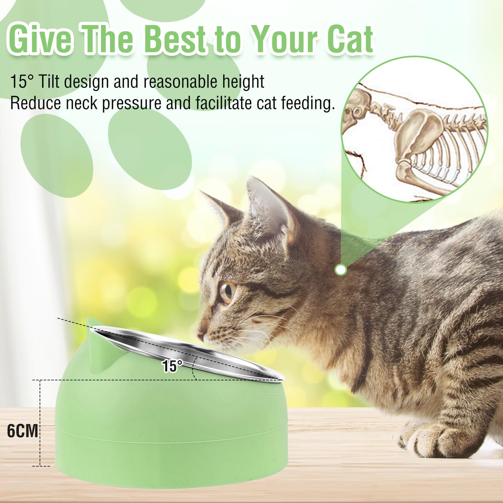 Geneigter Futternapf Für Katzen - 15° Edelstahl Napf Mit Rutschfestem Boden
