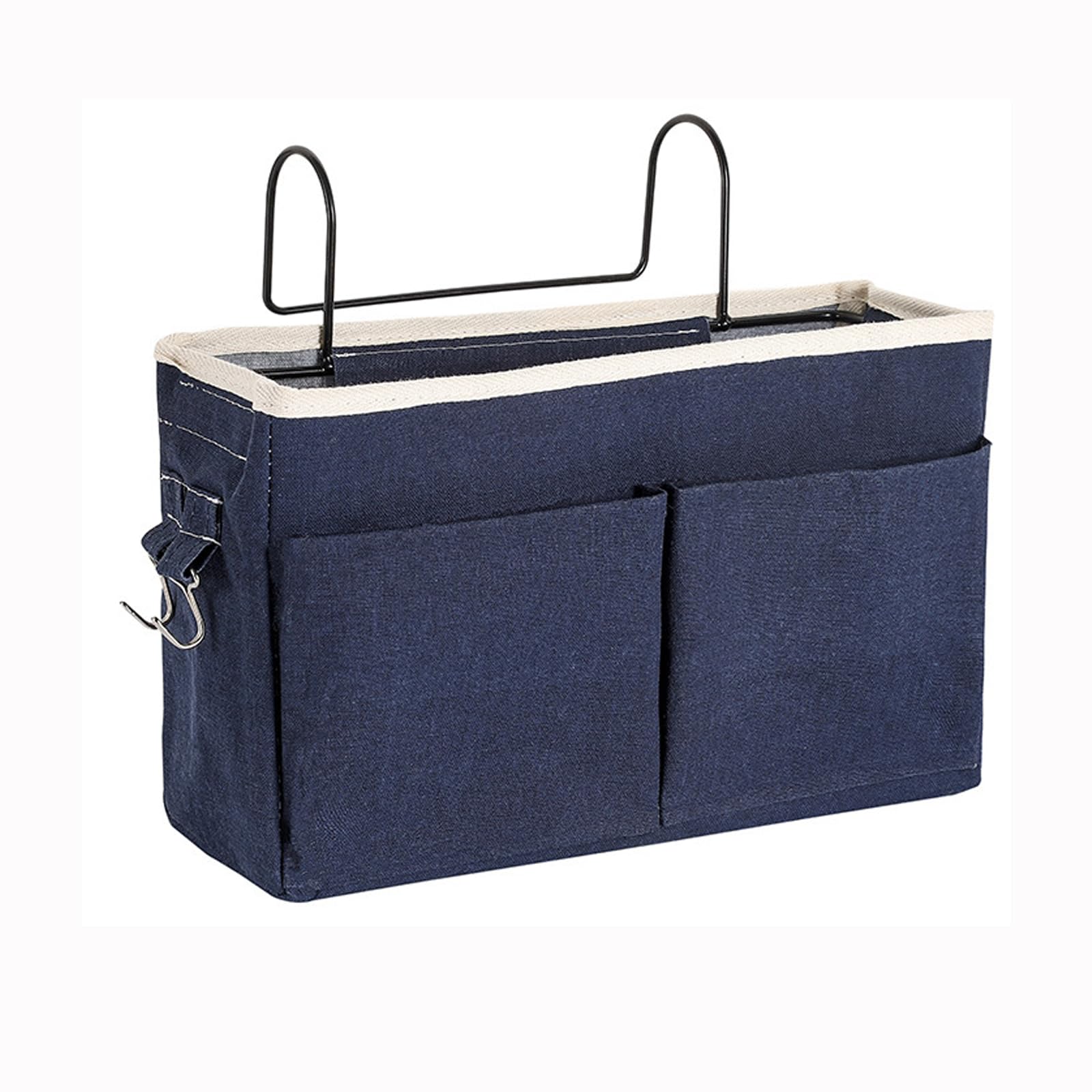 Tasche da Letto Appendibile con Gancio Borsa da Comodino Organizer Sospesa Portaoggetti per Letti a Castello Lettino Bambini (Blu Scuro)
