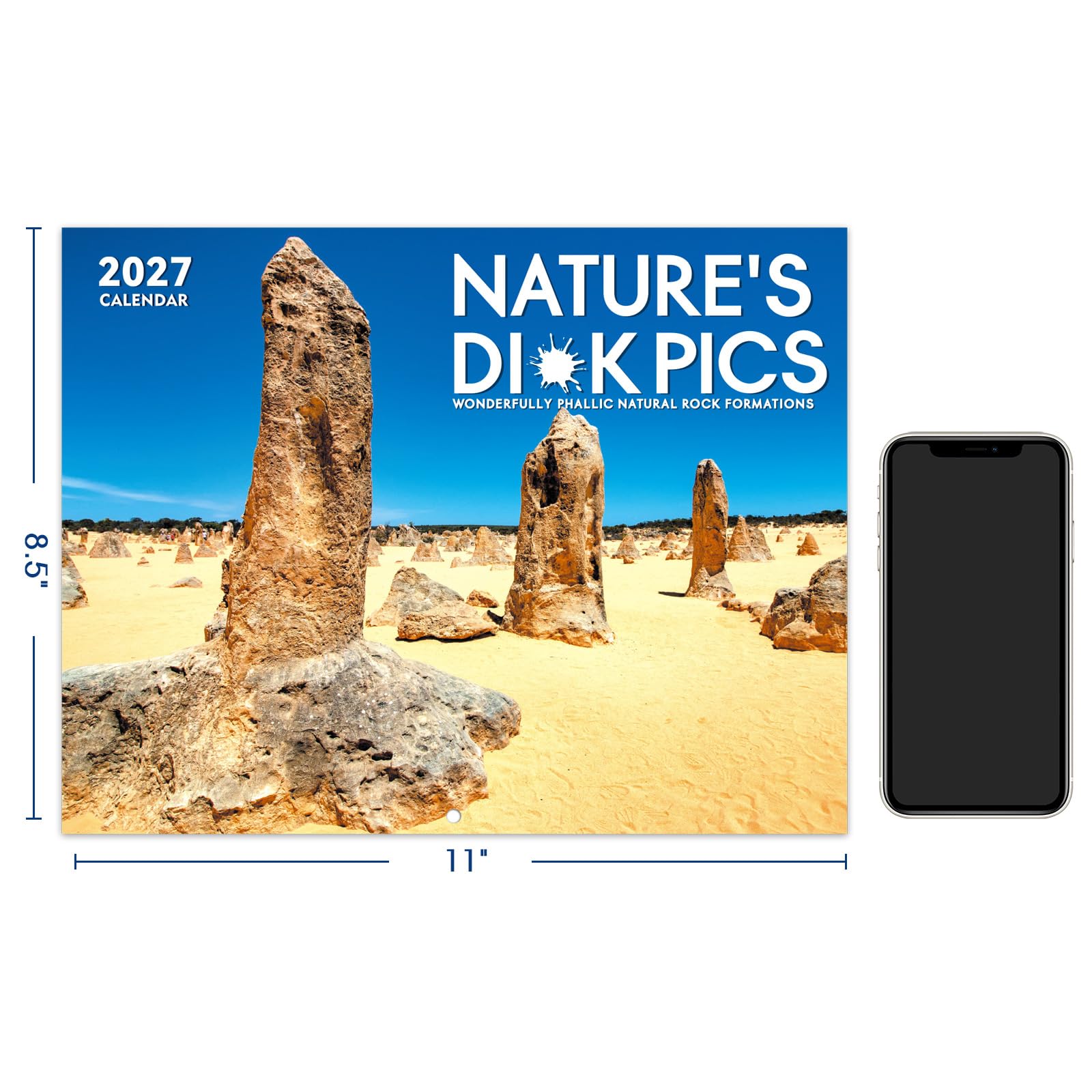 Gag Gifts - Lustiger Wandkalender 2023, Kalender 2023 mit dickem Papier, 21,6 x 27,9 cm (offen), Januar 2023 - Dez. 2023, Best for White Elephant Gag Gifts - Nature's Di*ks