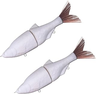 2PCS Unpainted Blanks Bait 6.69 inch / 1.36oz Hand-Carved Fish Scales Filament Tail Gilde Bait Artificial Fishing Lure