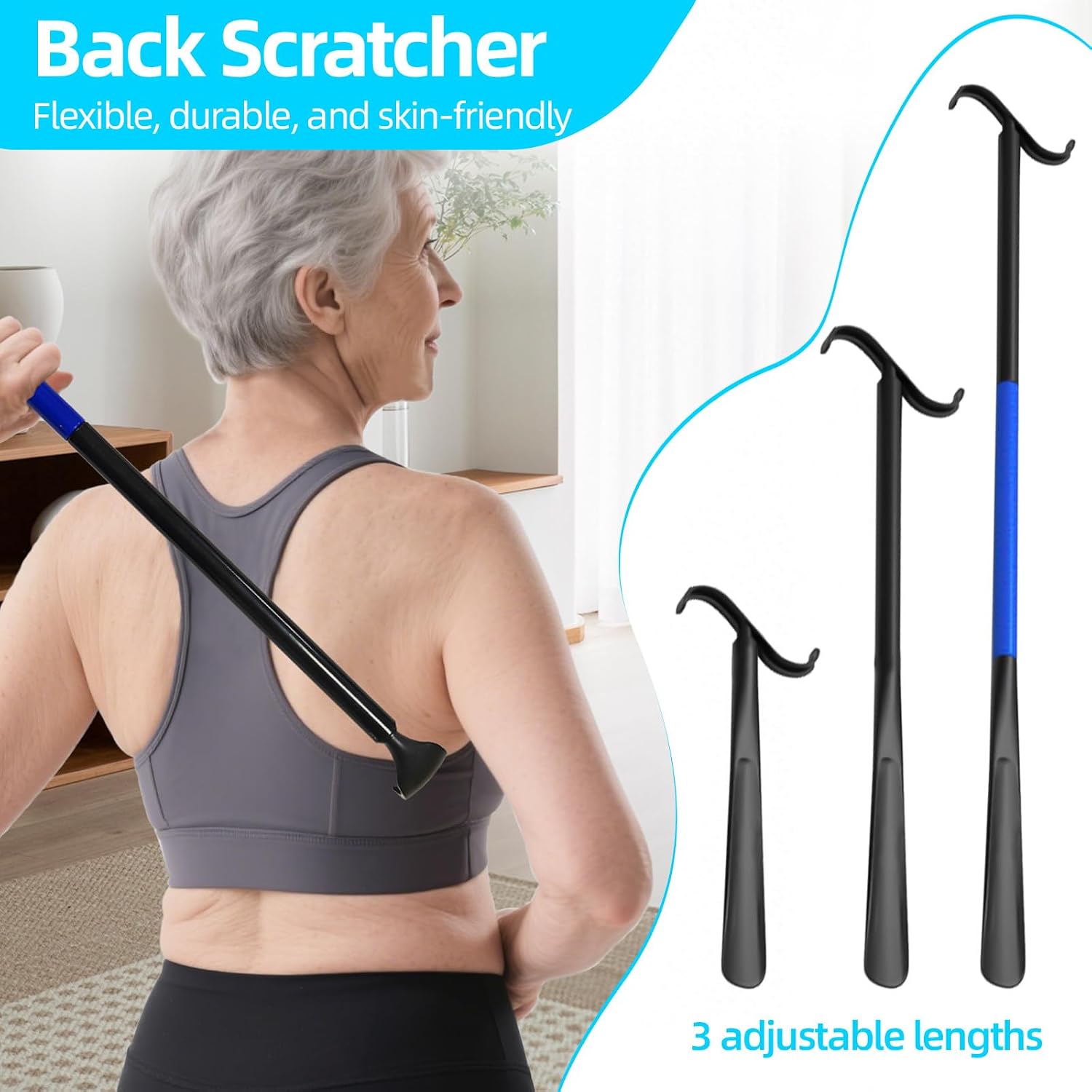 Sock Aids for Putting On Socks, Sock Assistant Device No Bending for Easy Dressing, Sock Helper Tool with Adjustable Extended Shoe Horn Long Handle, Back Scratcher for Seniors, Disabled, Pregnant