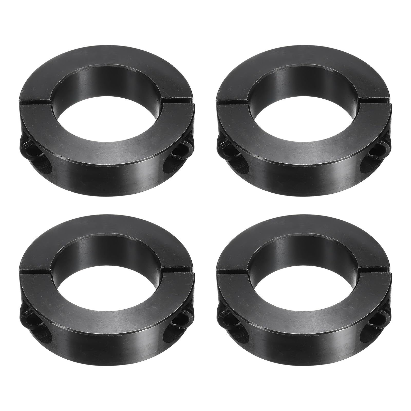 sourcing map Lot de 4 colliers de serrage à double axe fendu, alésage de 45 mm, collier de serrage en une seule pièce 73 mm de diamètre extérieur 19 mm d'épaisseur en oxyde noir avec jeu de vis (acier