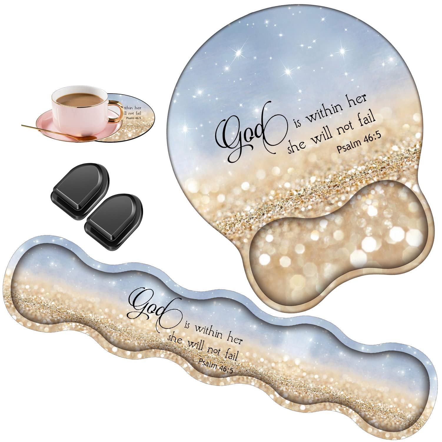 Aierhe Keyboard Wrist Rest + Mouse Pad Wrist Rest + Coaster + Invisible Hook 4 in 1 Set, Ergonomic Mouse Pad, Easy Typing and AI-Ai4-Mouse 002 0