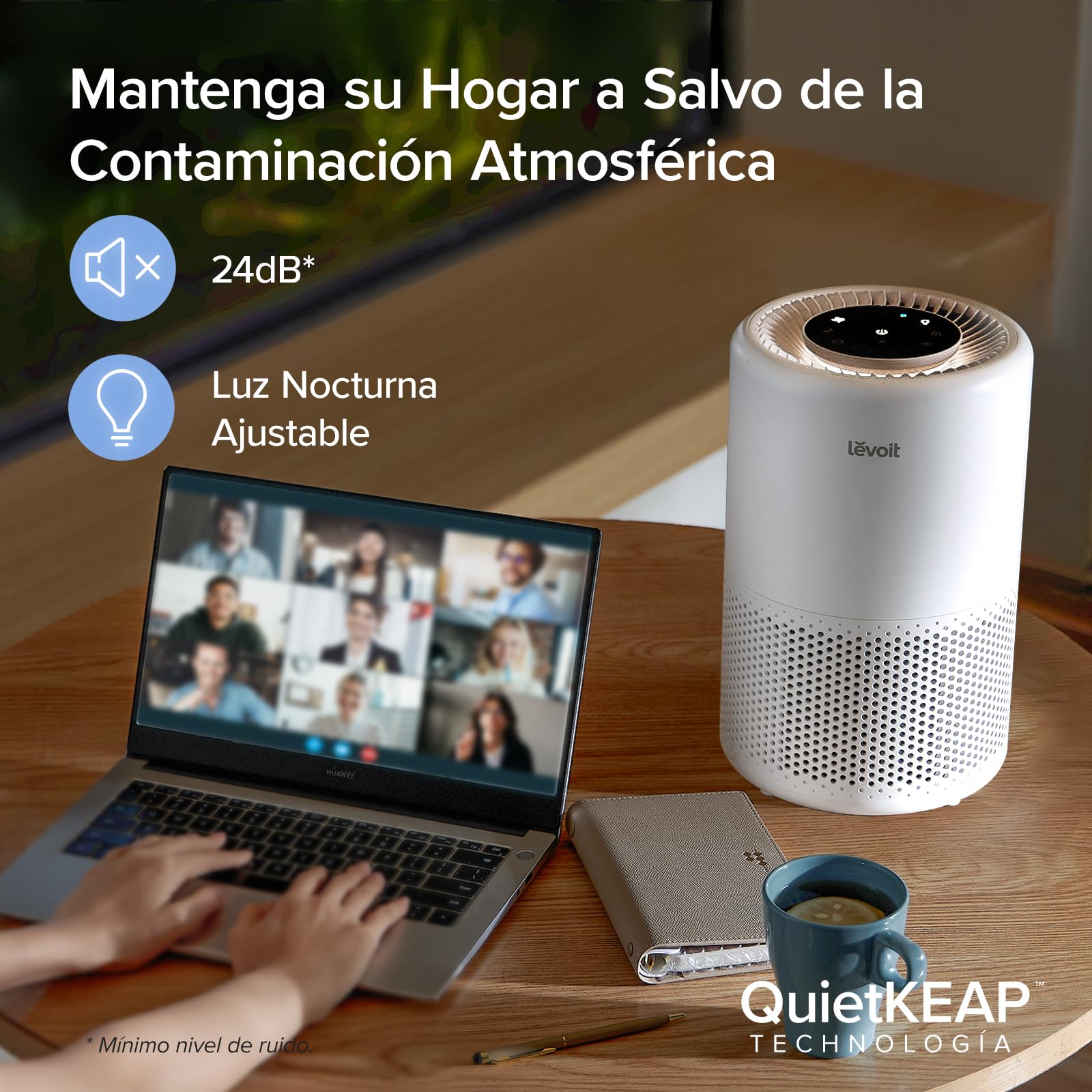 LEVOIT Purificador de Aire Inteligente, Filtro HEPA, Control por Alexa, Silencio Modo Sueño inferior a 24dB, Elimina 99,97% de Alergia Polen Olor y Caspa de Mascota,Blanco