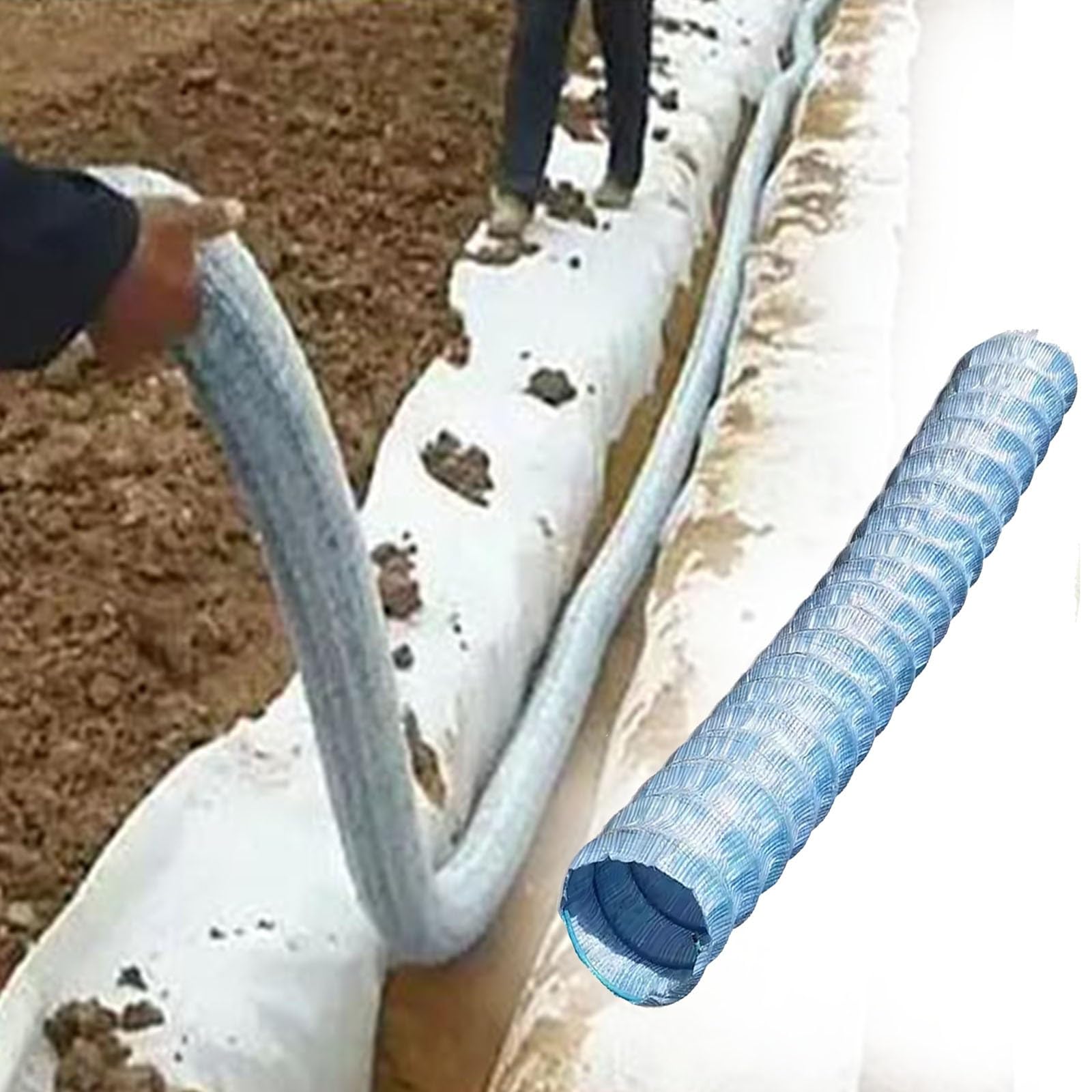Wlcgyd Dia 3In/8Cm Perforated Drainage Pipe Agricultural Permeable Outdoor Drain Pipe, 50 10 100 150 160 Ft Corrugated Drain Pipe/Gutter Downspouts Water Drain Hose, Foundation Drainage(,L-10Ft/3M)