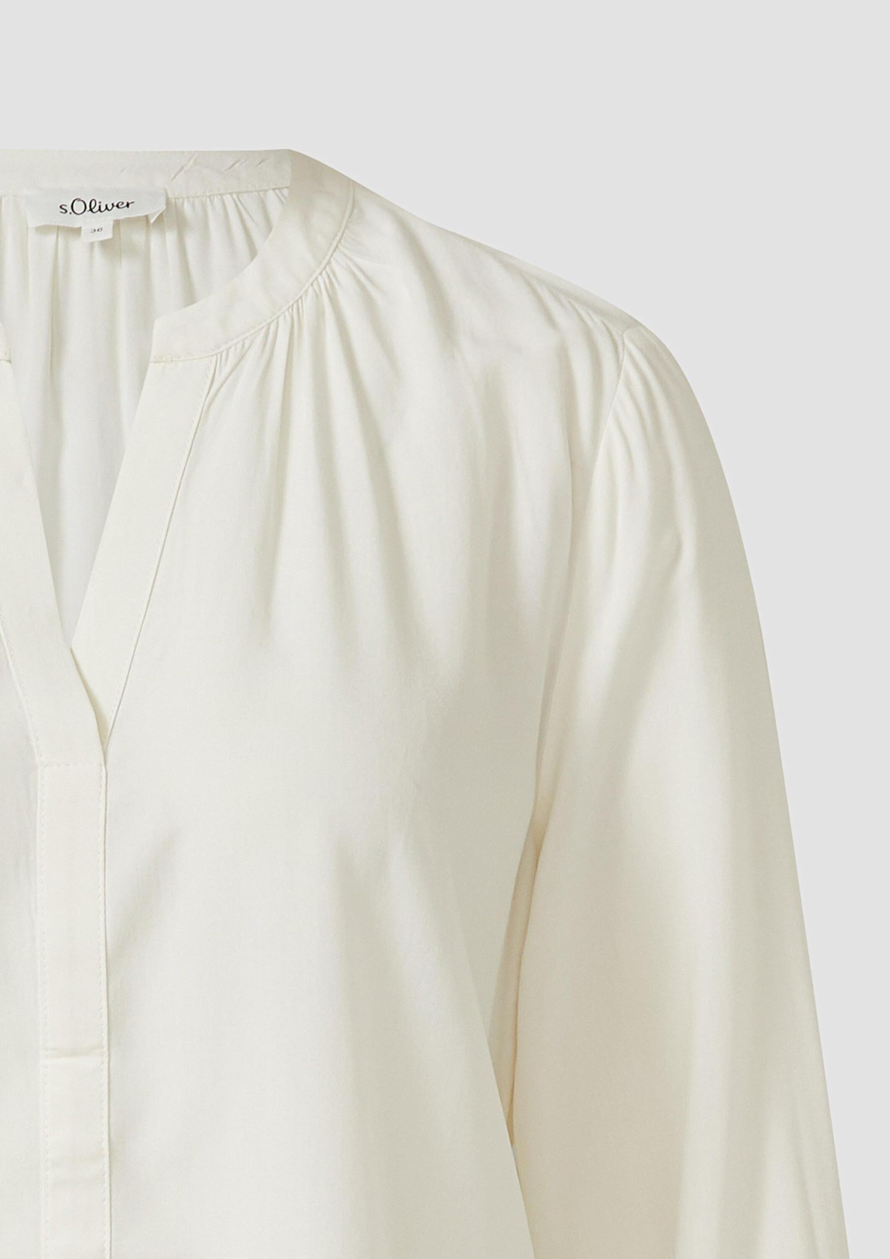s.Oliver Damen Bluse – Regular Fit, Raffung, verlängertes Rückenteil