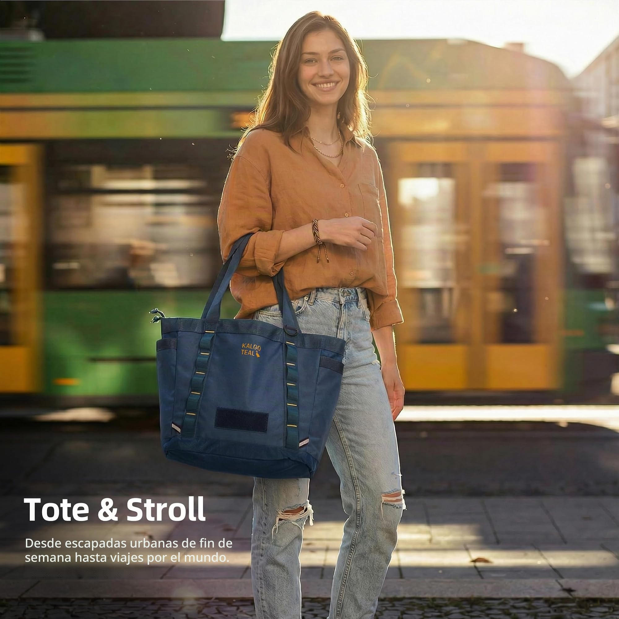 Tote Bag Multiusos 15L, de Hombro y Bandolera, Repelente Al Agua, Cremallera Completa, Bolsillo Para Portátil