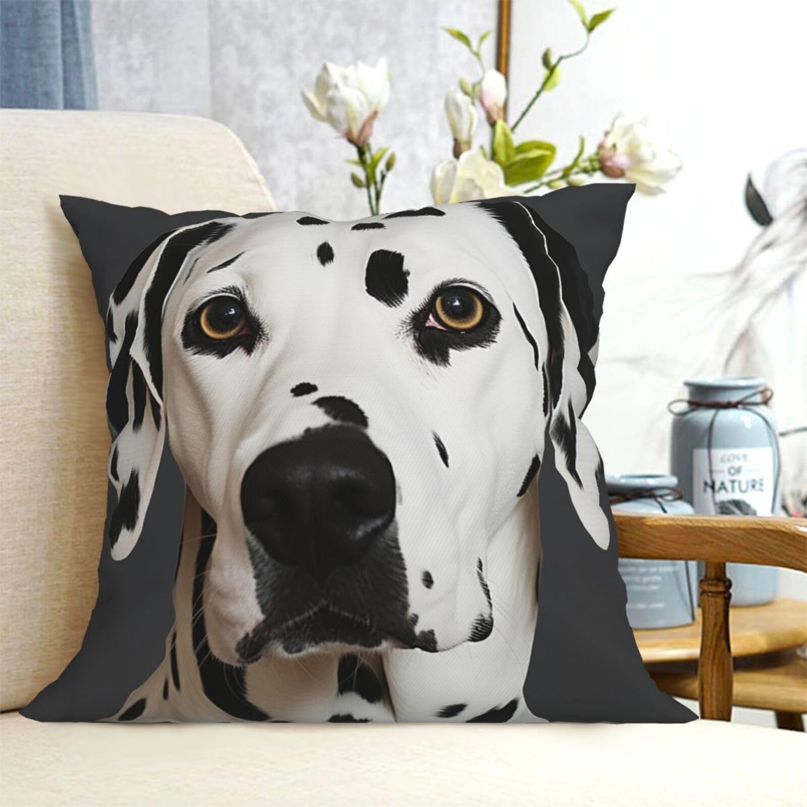 Fodpand Black Decorative Throw Pillow Covers 16"X16" Dalmatian Cushion Cases Square Modern Farmhouse Pillow Cases Soft Cozy Cushion Covers For Couch Sofa Bedroom Home Decor Pillowcase