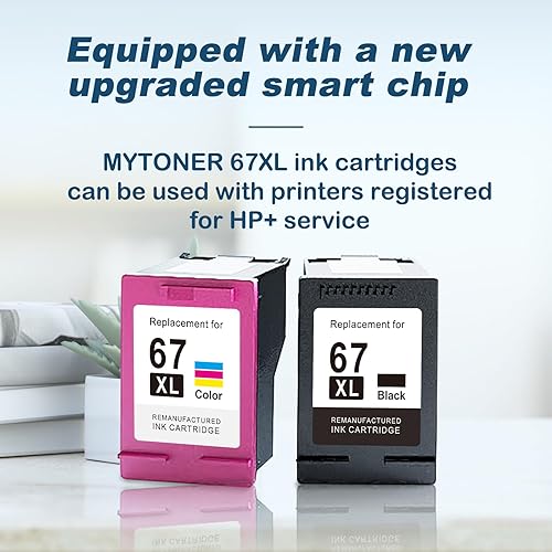 Miniatura 5 de MYTONER Paquete de 2 cartuchos de tinta remanufacturados de 67 cartuchos de tinta para HP 67 Ink 67 XXL para impresora DeskJet 2755e 2755 2700e 2700