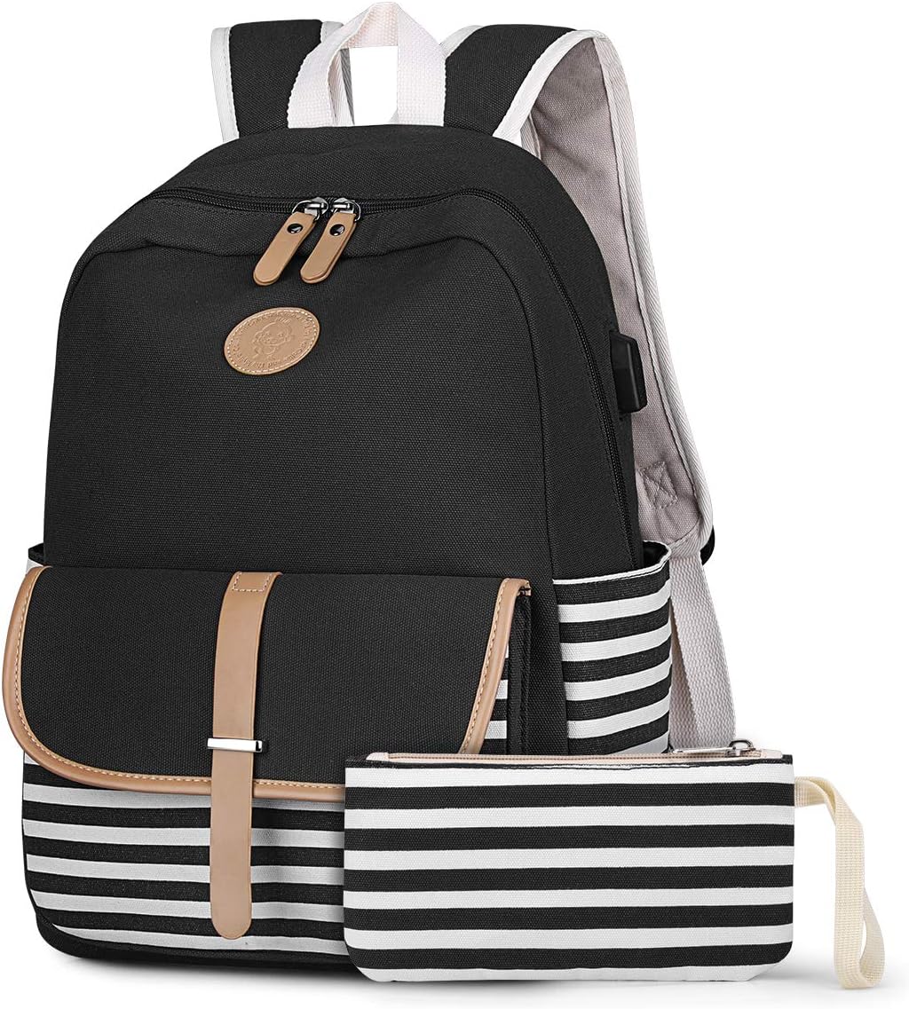 navy striped backpack