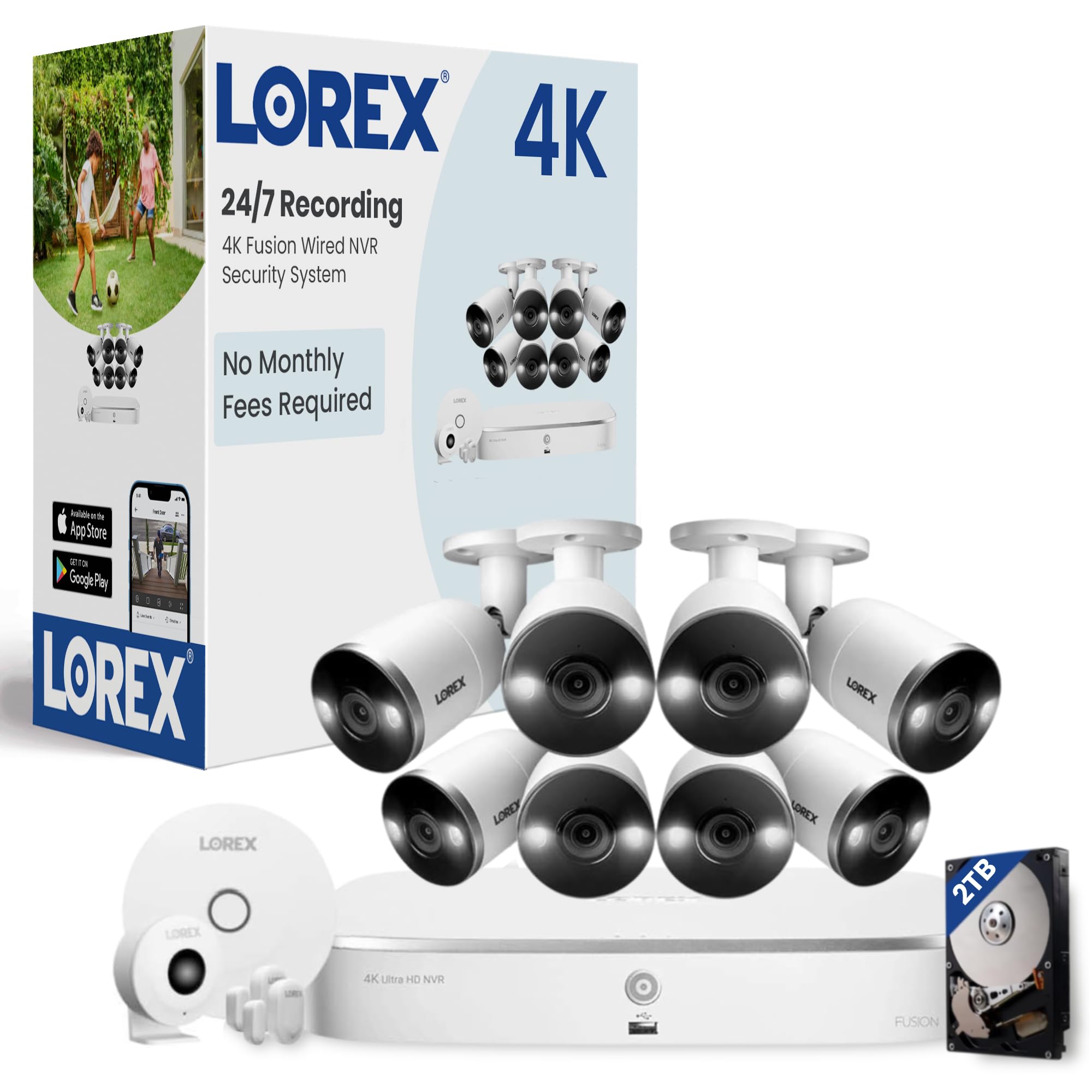 Lorex 4K 2TB 16チャンネル (有線8個 + WiFi8個) フュージョン 屋内 