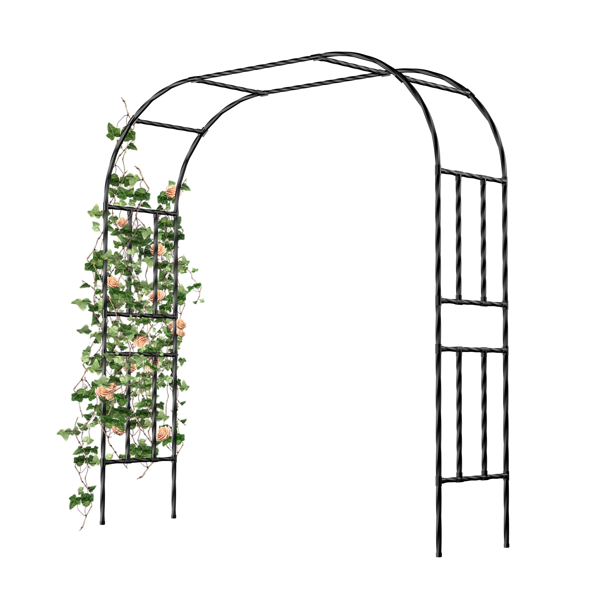 Caroeas Rosenbogen aus Metall, Stabiler Gartenbogen mit 20 mm verstärkten verzinkten Stahlrohren, rostfrei – 180x240x40 cm – Ideal als Rankhilfe für Kletterpflanzen