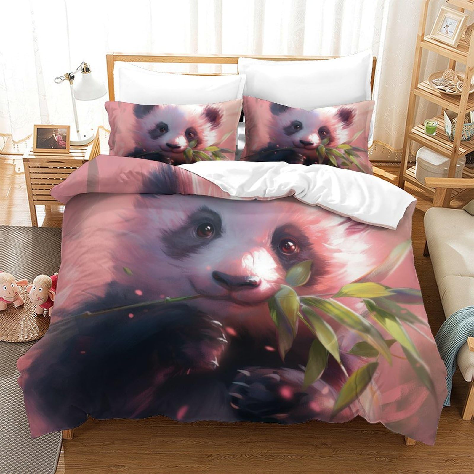 Housse de couette panda 3D 3 pièces grand confort sans repassage pour lit XXL