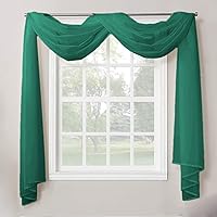 Vista 7 de Decotex 1 pieza cortina transparente de gasa para decoración del hogar con dobladillo completo cenefa valance swag superior (54" x 216", blanco)