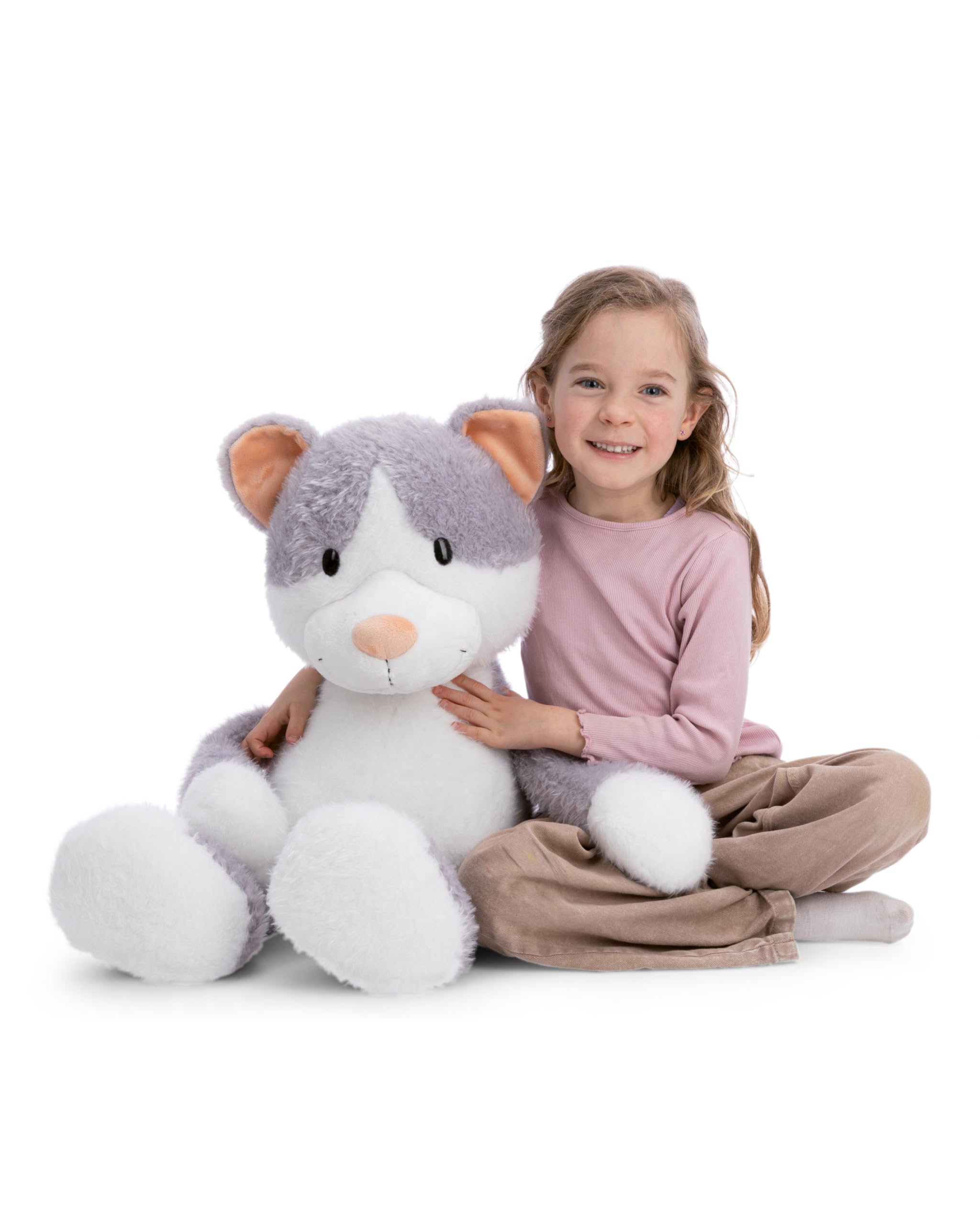 NICI Kuscheltier Katze Felli 70cm - grau - 62967 | Stofftier aus weichem Plüsch, niedliches Plüschtier zum Kuscheln und Spielen, für Kinder & Erwachsene, tolle Geschenkidee