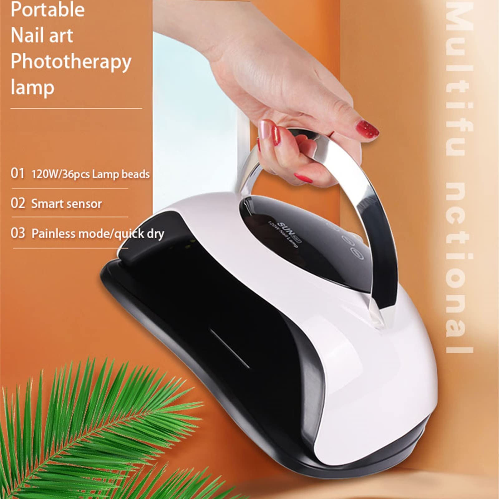 ZYC Tocca Pulsante per Unghie Lampada per Unghie 120W 36 Perline UV Lampada Lampada Aggiornamento Tutta la Lampada per Polacco Gel Polish Phototherapy Auto Nail Secchio