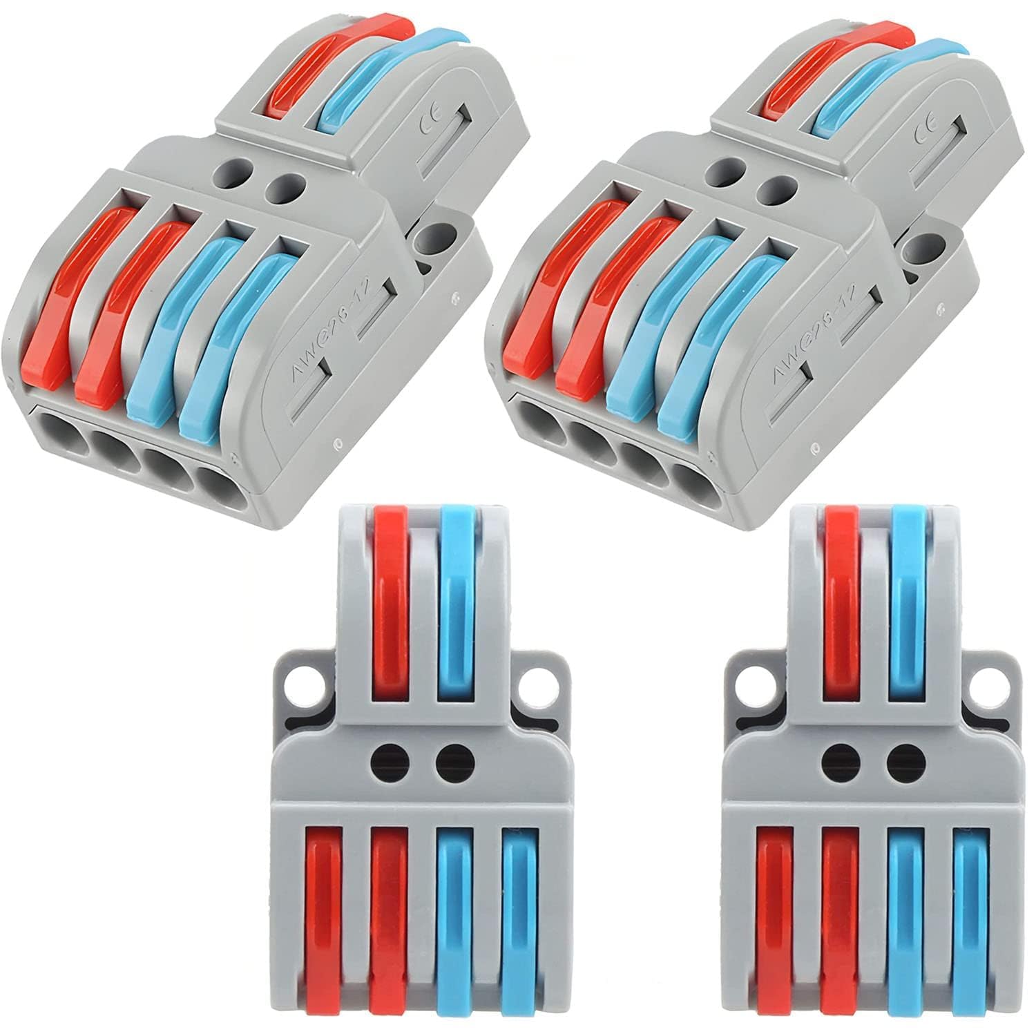 Wire Connectors - Lever Nuts Wire Connectors - Pushin Compact Splice Electrical Connectors - 2 to 4 Inline Quick Connector (4 Pack)-image-34