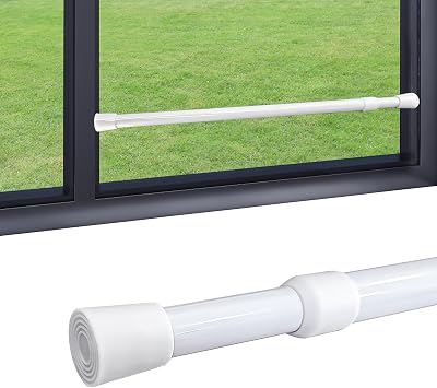 1 Pack Window Security Bars Adjustable Sliding Glass Door Lock Bars 15.7-27.5 Tension Rods 1.2 Diameter Window Safety Lock Bar Stopper with Rubber Tips White-1Pcs, 15.7-27.5