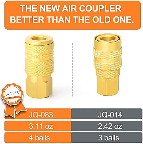 Miniatura 6 de GASHER Acoplador industrial femenino de latón de 12 piezas, tamaño de roscas femeninas, acoplador de aire de conexión rápida