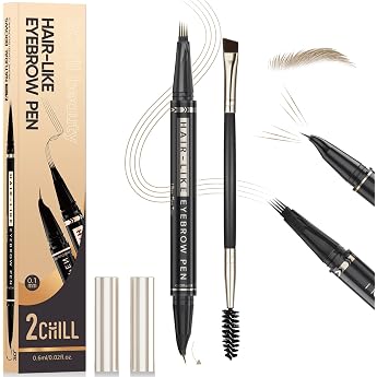 30  Curved Eyebrow Pencil Magic 2-in-1 Eyebrows Waterproof Eyebrow Pencil with 4 Tips Vibrant Microblading Eyebrow Colour for Women Makeup that Lasts All Day 02 Brown