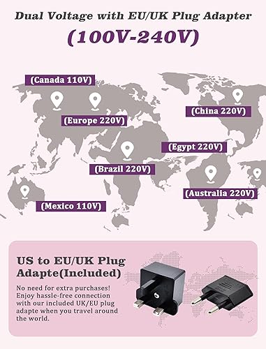 Miniatura 3 de Mini rizador para viajes, 110  240 V de doble voltaje con adaptador de enchufe europeo, rizador pequeño para cabello corto, rizadores pequeños para