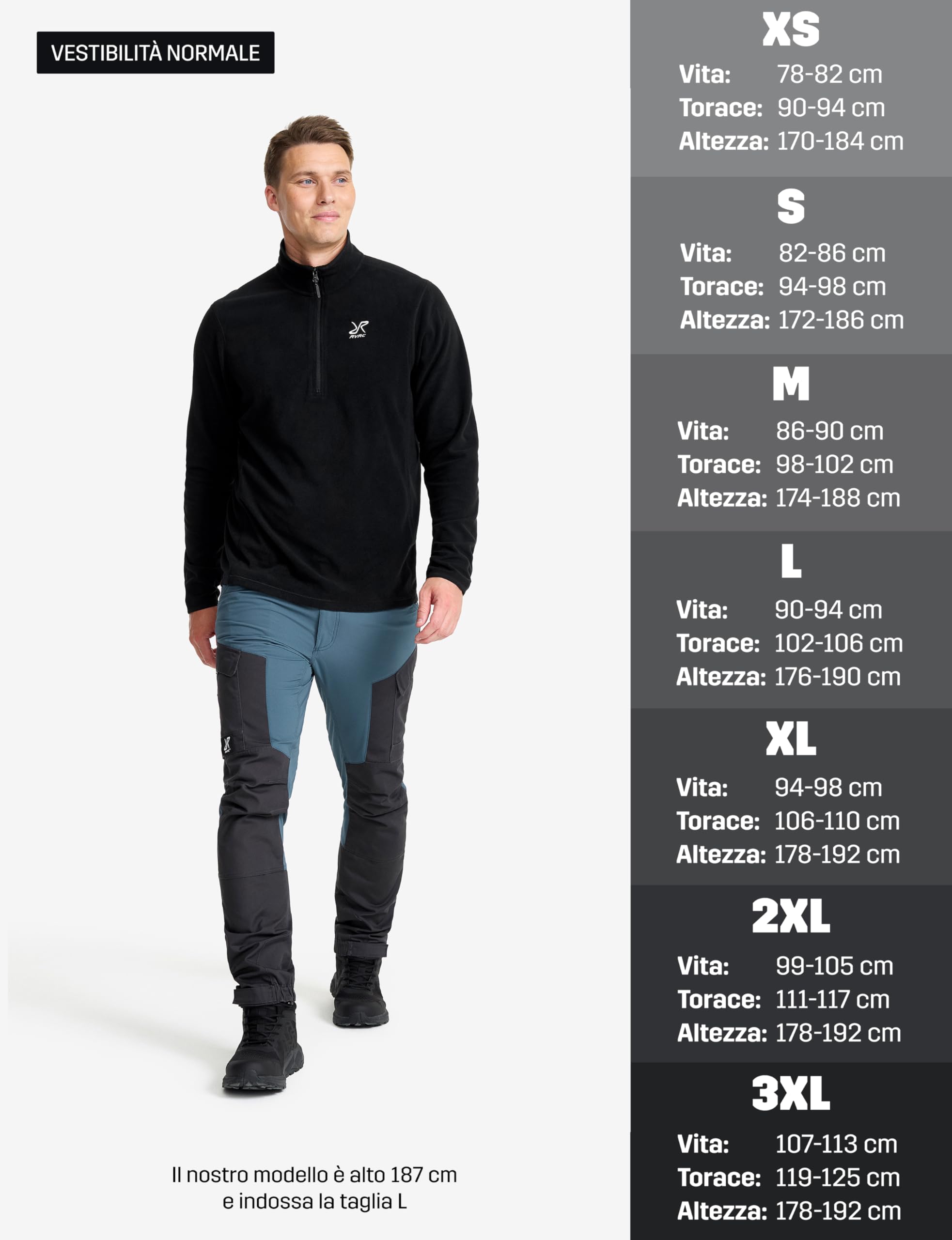 RevolutionRace Hiker Half-Zip Fleece da Uomo, Pile leggero ed elastico con mezza zip