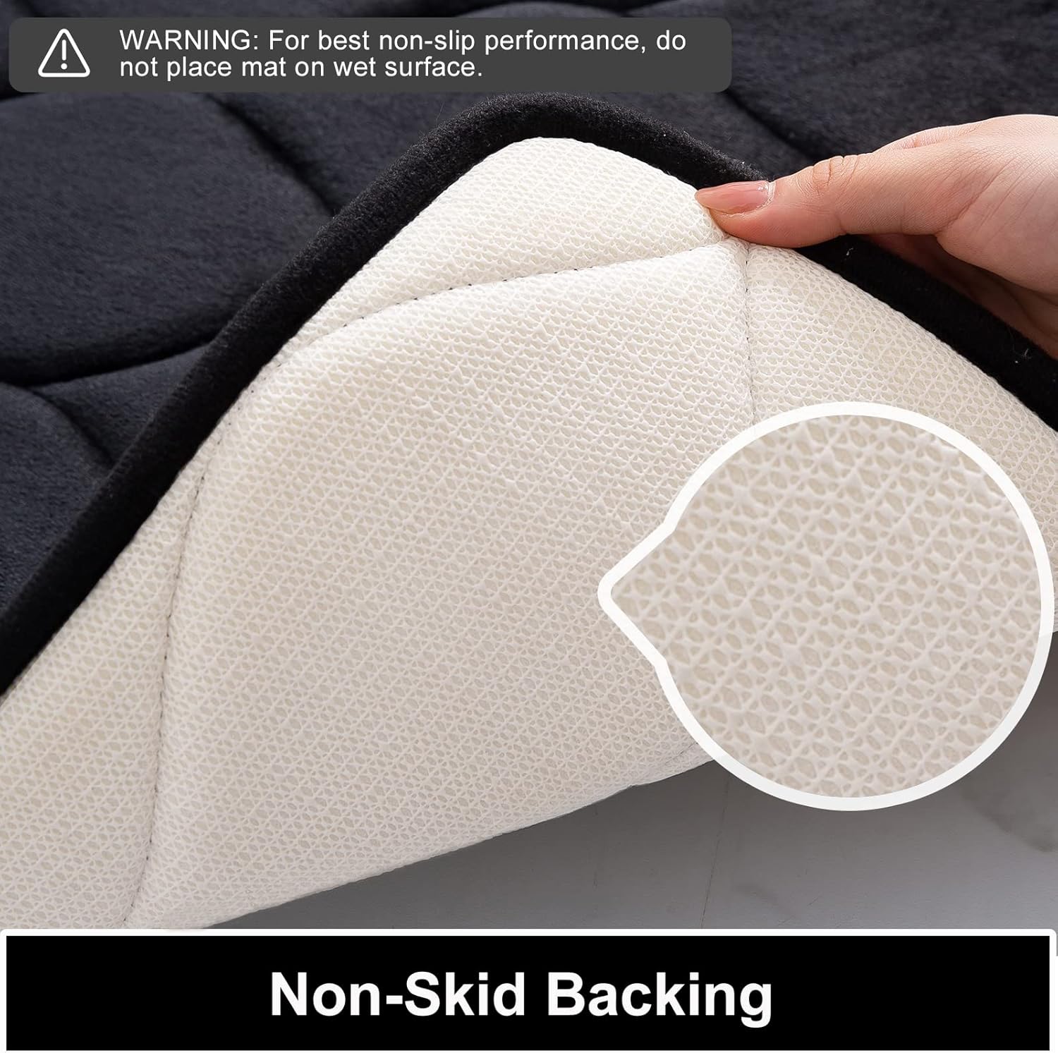 Colorxy Memory Foam Bathroom Rugs, Ultra Soft & Non-Slip Bath Mat, Water Absorbent and Machine Washable Bath Carpet Rug for Shower Bathroom Floor Rugs, 24''x17'', Black : Home & Kitchen