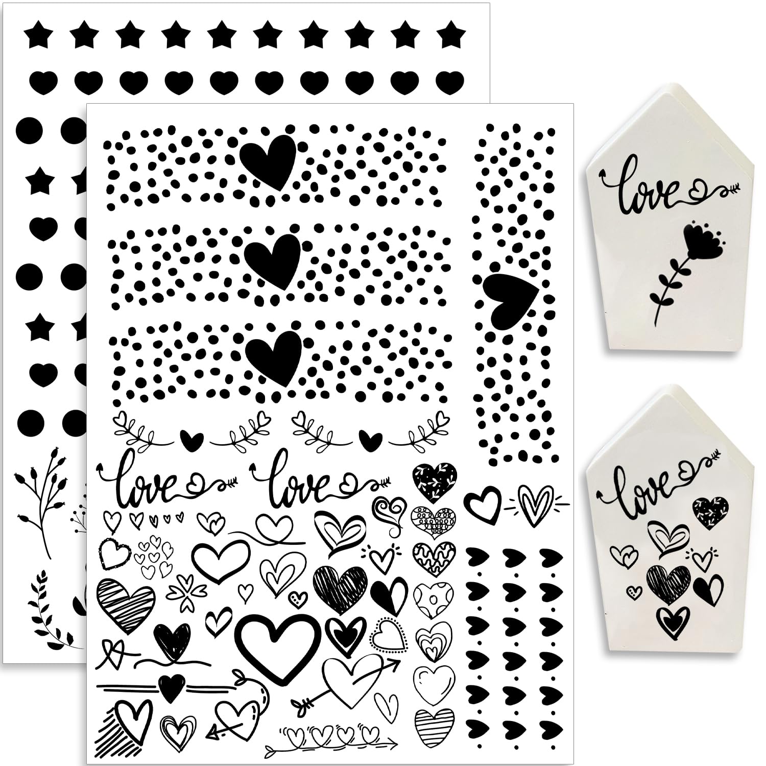 Adesivi A Trasferimento A Caldo Per Decorazioni Fai Da Te - Forma Cuore, Per Vetro, Legno, Ceramica