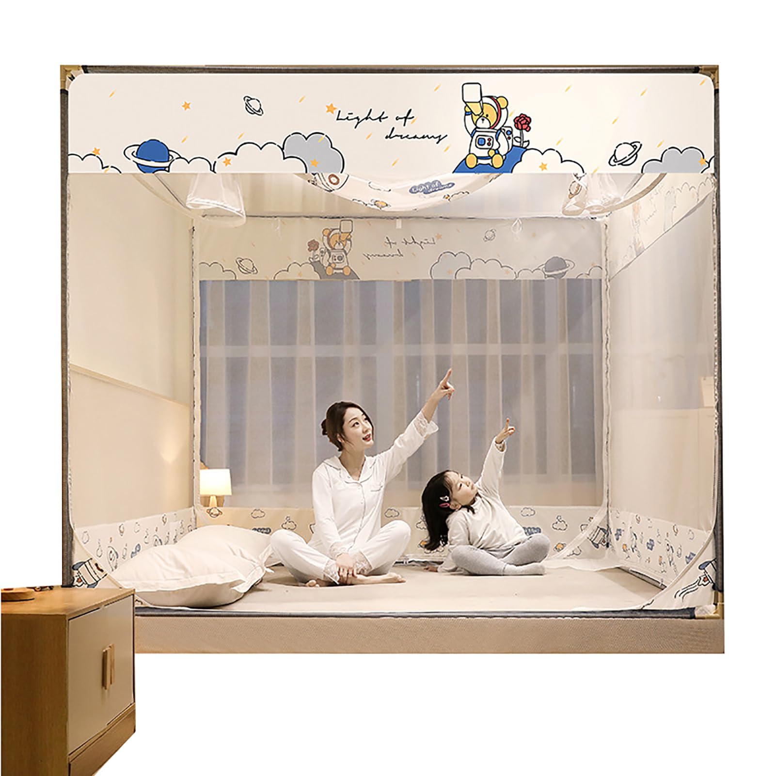 Moustiquaire anti-chute lit yourte pliable avec maillage cryptage de 1.5x2m