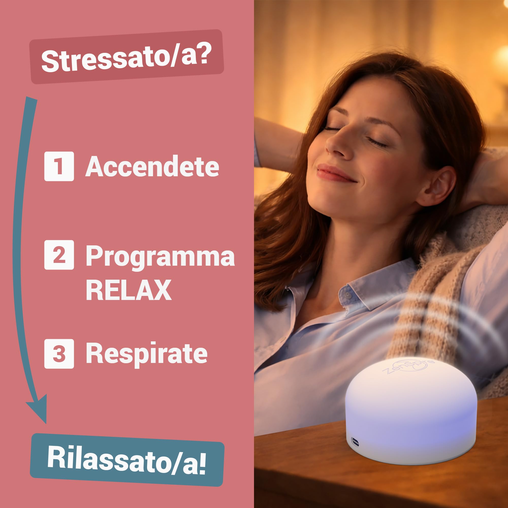 Zenspire+ Dispositivo Anti-Stress per Sonno e Relax | Coerenza Cardiaca e Meditazione | Aiuto Naturale contro Ansia e Stress | Luce Zen, Suono Bianco e Vibrazione (Pack 2)