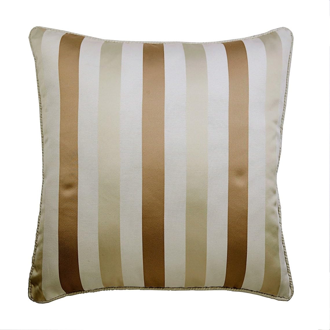 The HomeCentric Funda de Almohada Decorativa Beige Raya Beige Y Marfil Seda 60 x 60 cm Beige, Funda de cojin Hecha a Mano Seda Jacquard - Striped with Beige