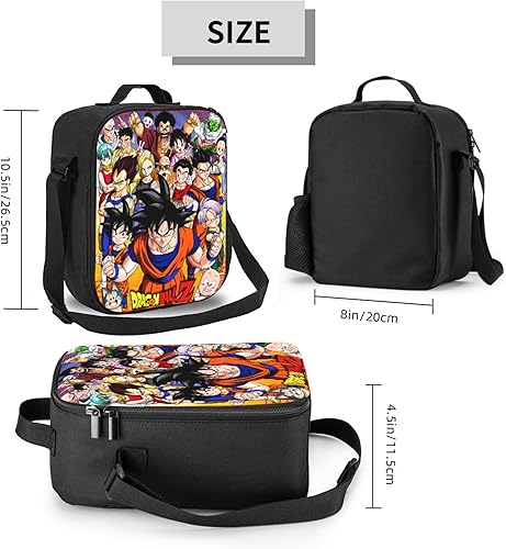 Miniatura 7 de FRANTOFIT Juego de mochila Anime Ball Z, mochila casual, mochila casual con impresión 3D + bolsa de almuerzo, combinación-1