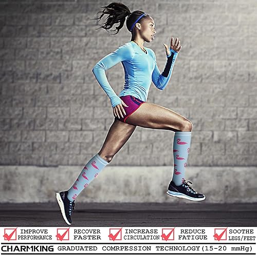Miniatura 2 de CHARMKING - Calcetines de compresión para mujeres y hombres (8 pares), 15-20 mmHg, buen soporte para correr, atletismo, senderismo