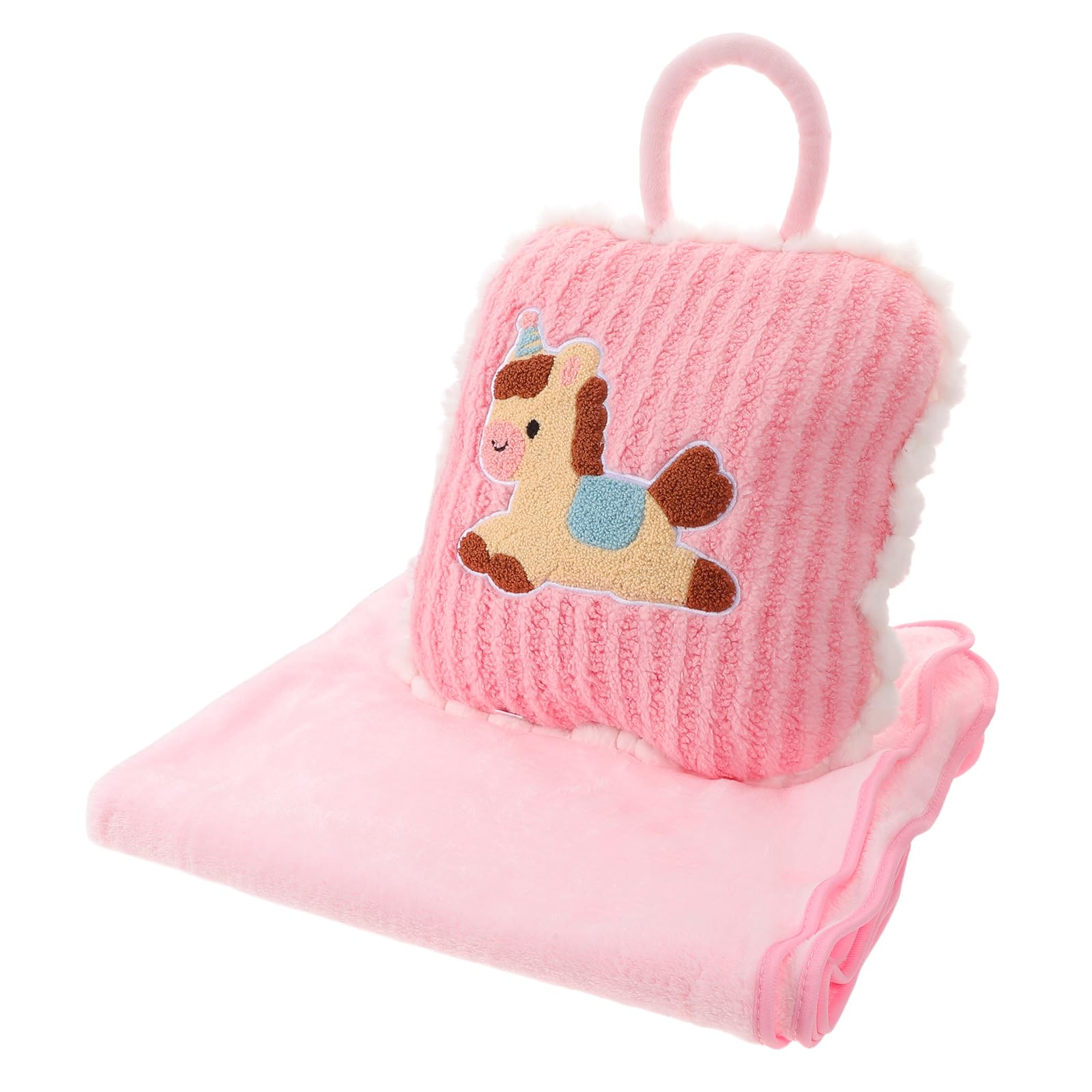 Manta de viaje portátil almohada cojín de caballo rosa 169x101 cm para coche