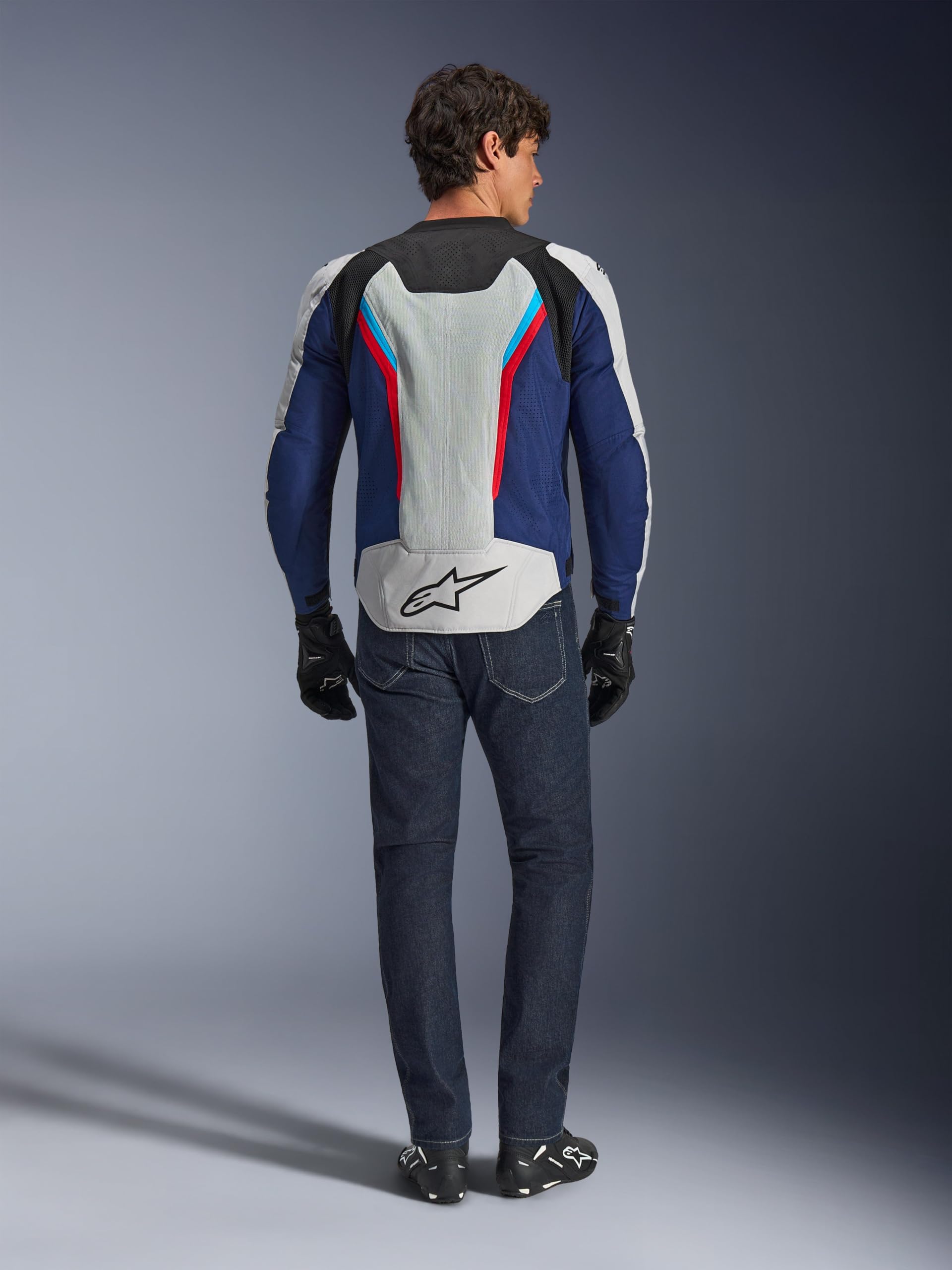 Alpinestars AST V3 Air Giacca tessile da motocicletta perforata, grigio/blu/rosso, L