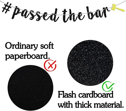 Miniatura 6 de Cartel de pasó la barra con purpurina negra, abogado de felicitaciones/Born to Argue/Big JD Energy Bunting Sign, suministros de decoración de fiesta