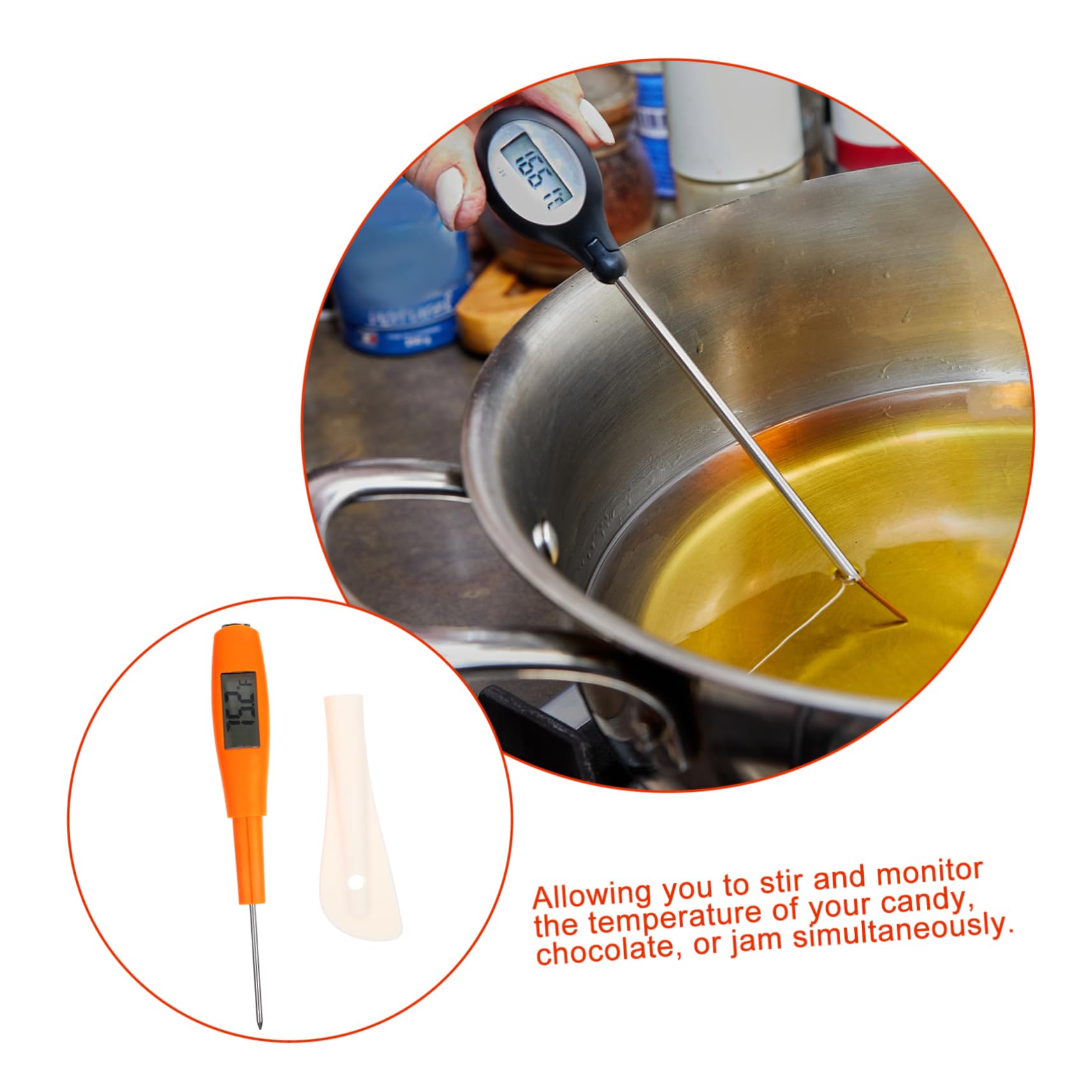 OUNONA Thermometer for Cooking Digital Candy Thermometer Spatula Safe for Non-stick Pans for Baking