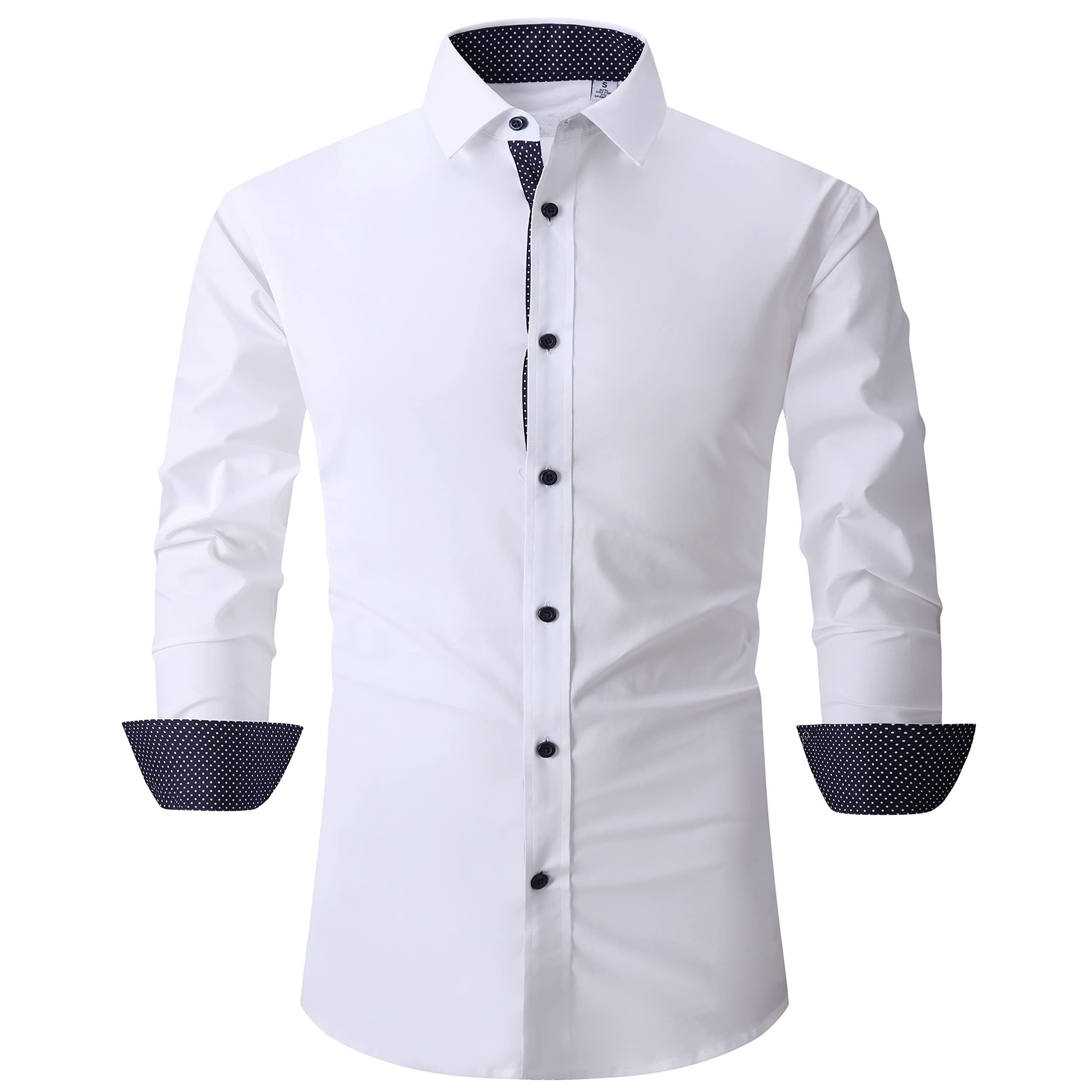SAMERM Herrenhemd, normale Passform, langärmelig, Button-Down-Shirt für Herren (S-2XL), Solid2-Weiß, Mittel