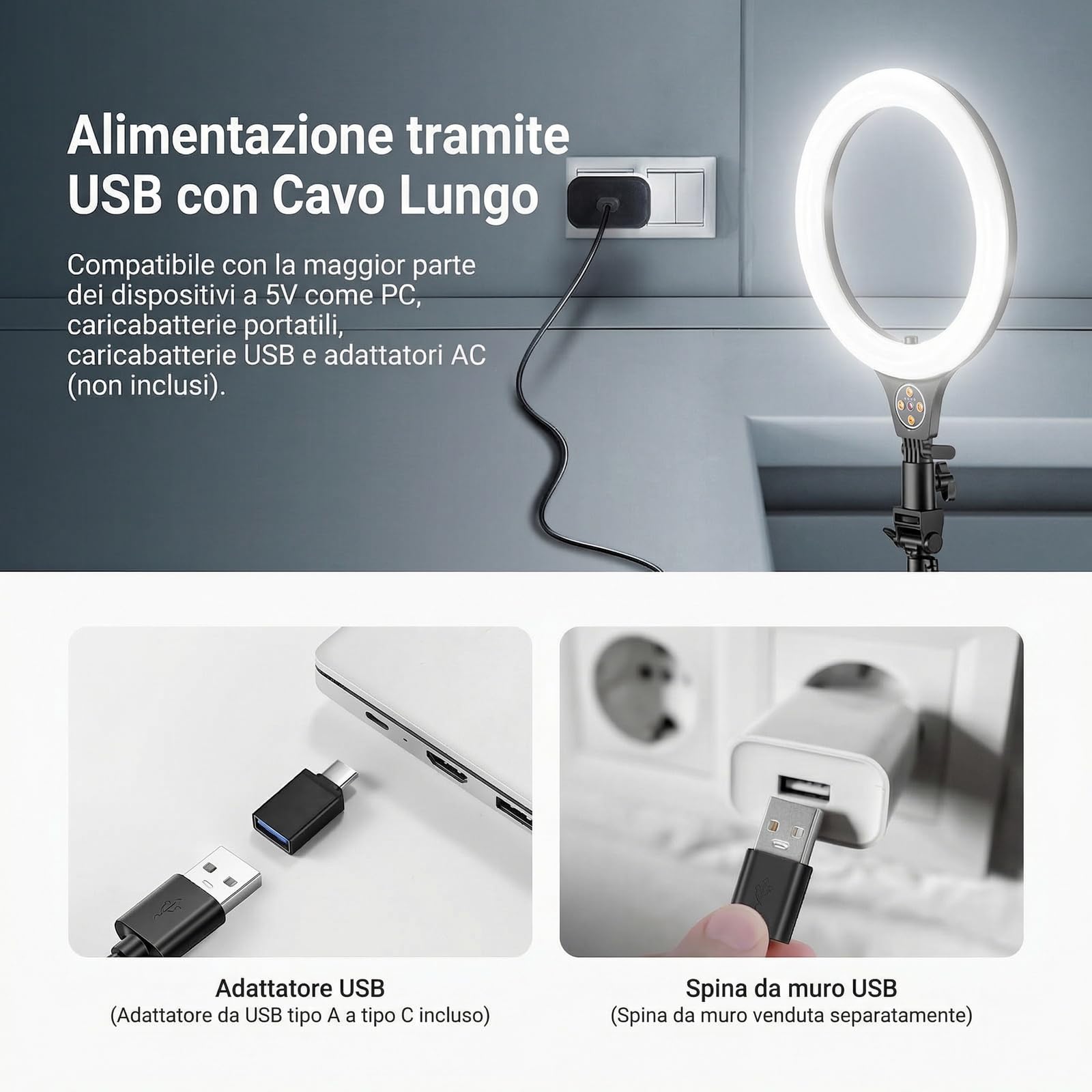 NEEWER ENTRY LEVEL VERSION 10,5" 10W Ring Light con Treppiede da 66", Porta Telefono Overhead Compatibile con iPhone, Luce per Selfie LED Bicolore CRI85+ per TikTok Registrazione Video Streaming, N43