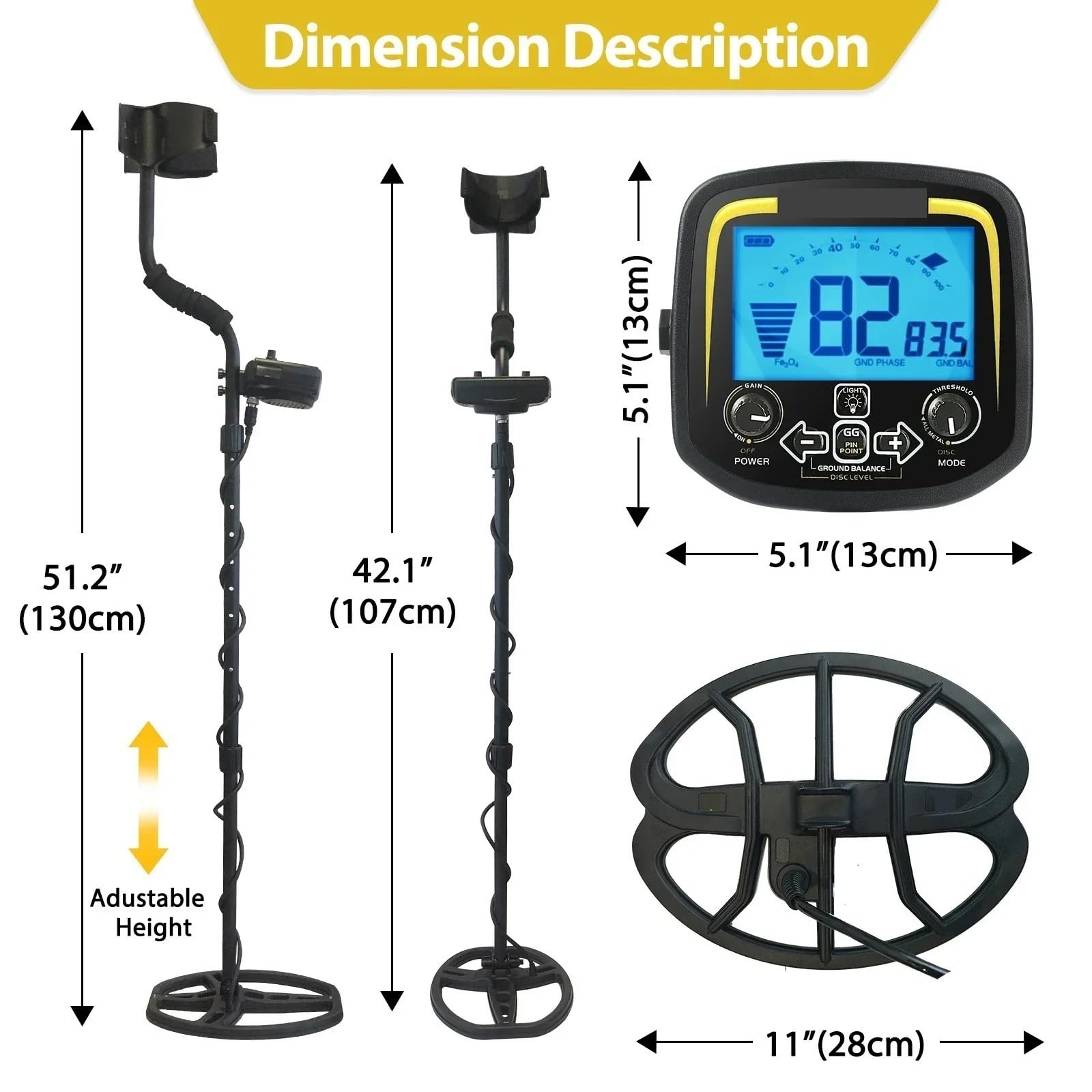 Schatz Metall Detektor Professionelle 11 Zoll Spule Unterirdischen Wasserdicht Hohe zur Goldsuche