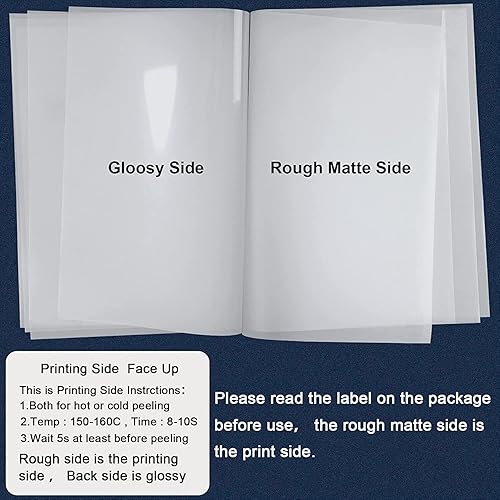 Miniatura 6 de AOK Película de 100 hojas premium (11.7 x 16.5 pulgadas) Película de transferencia de PET A3 DTF Transferencia de calor para impresora DTF de una