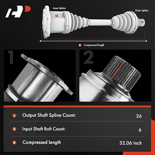 Miniatura 2 de A-Premium Conjunto de eje de eje CV compatible con Volkswagen Jetta 2005-2014 Rabbit 2006-2009 Bora 2010 Beetle Golf, transmisión manual, lado del