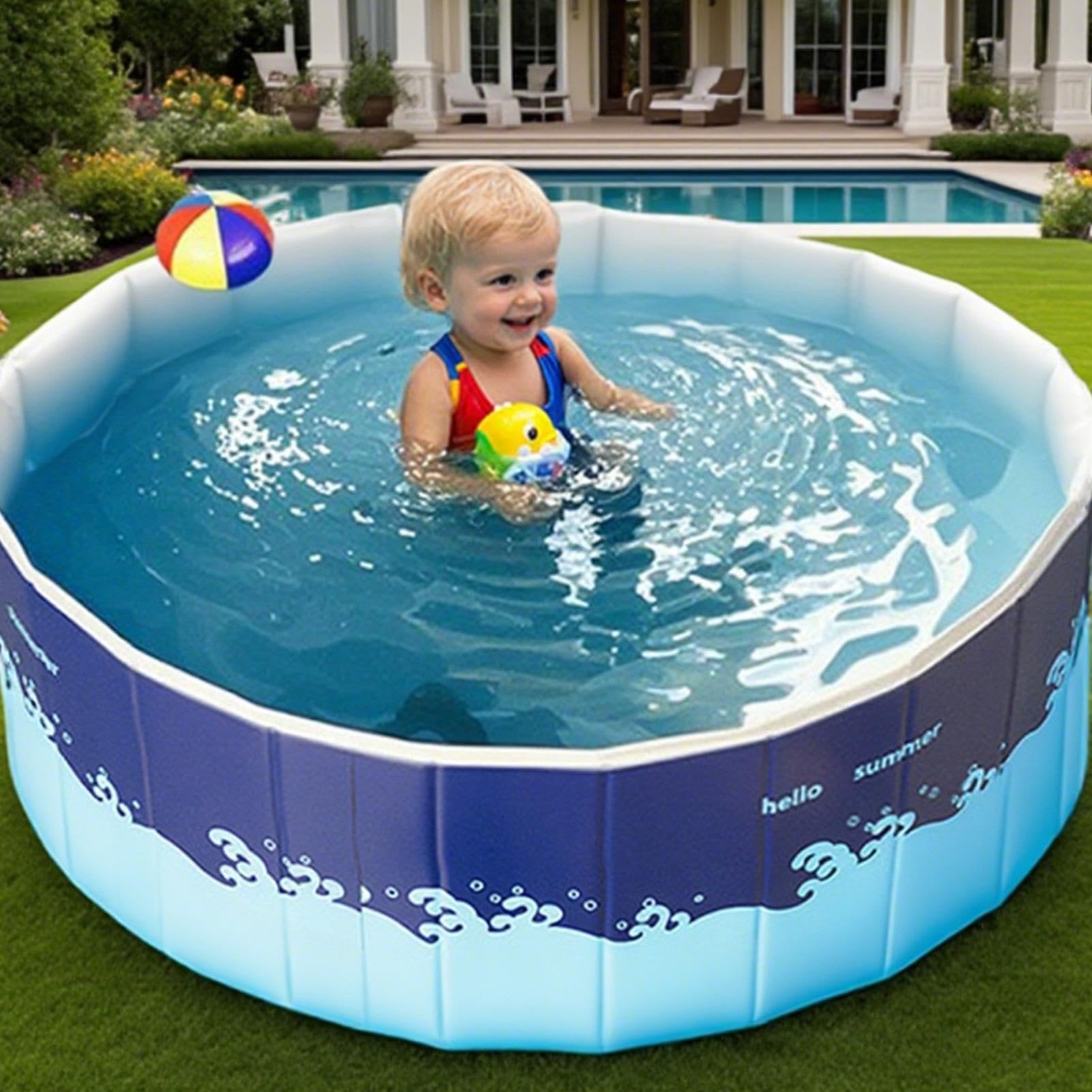 Piscina de Chapoteo para Niños Plegable Ahorraespacio Gran Capacidad