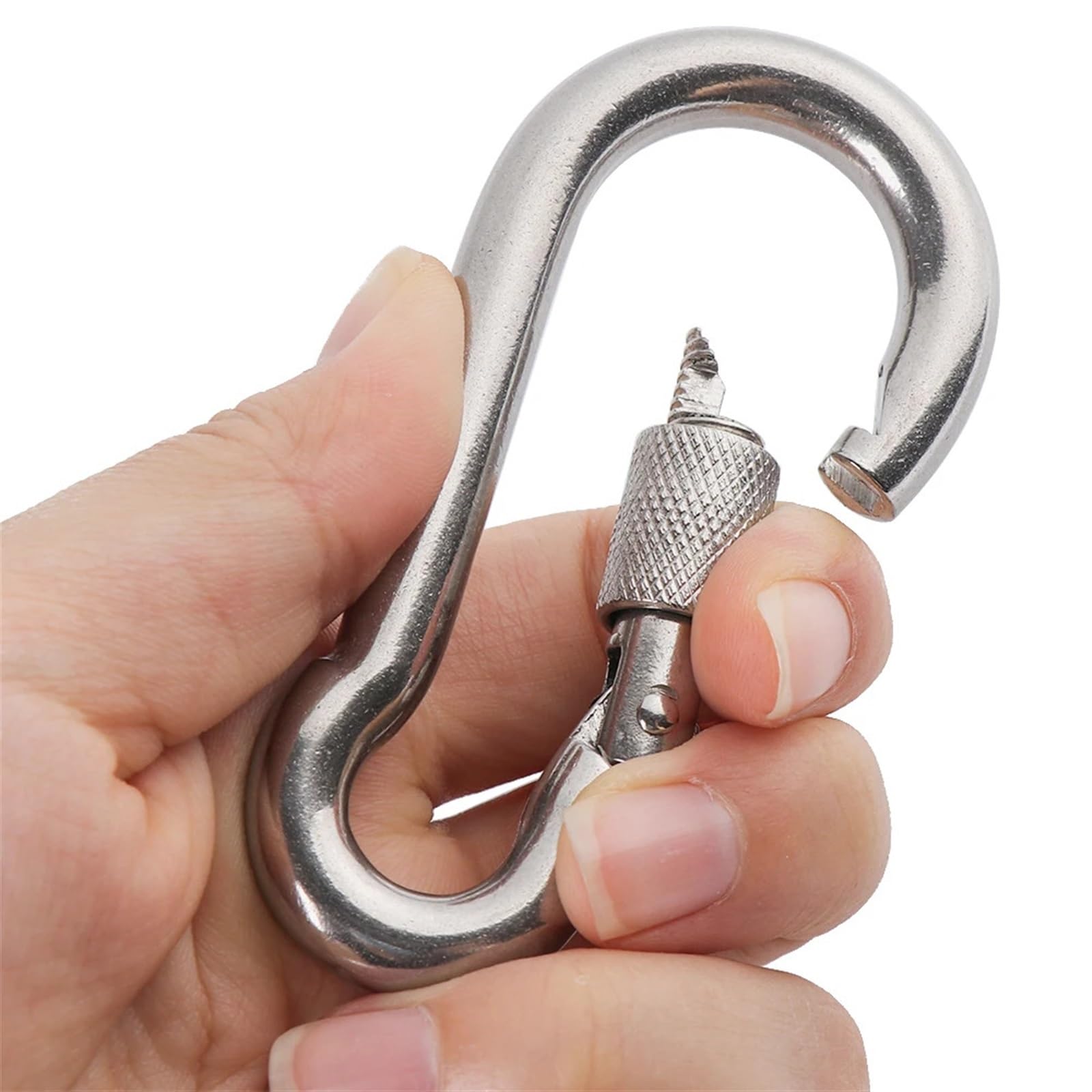 Clip a Scatto Moschettoni a Molla in Acciaio Inossidabile 304 Argento con Anello di bloccaggio, moschettone Sicurezza, a, Collegamento rapido, Attrezzatura for Esterni(M10)