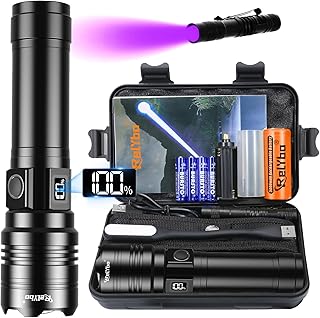 Torches LED Super Bright Rechargeable, Flashlight 500000 Lumens XHQ99 Torches Battery Powered, Tactical LED Torch Rechargeable, Powerful Torch Flash Light for Dog Walking Camping Emergency Gift