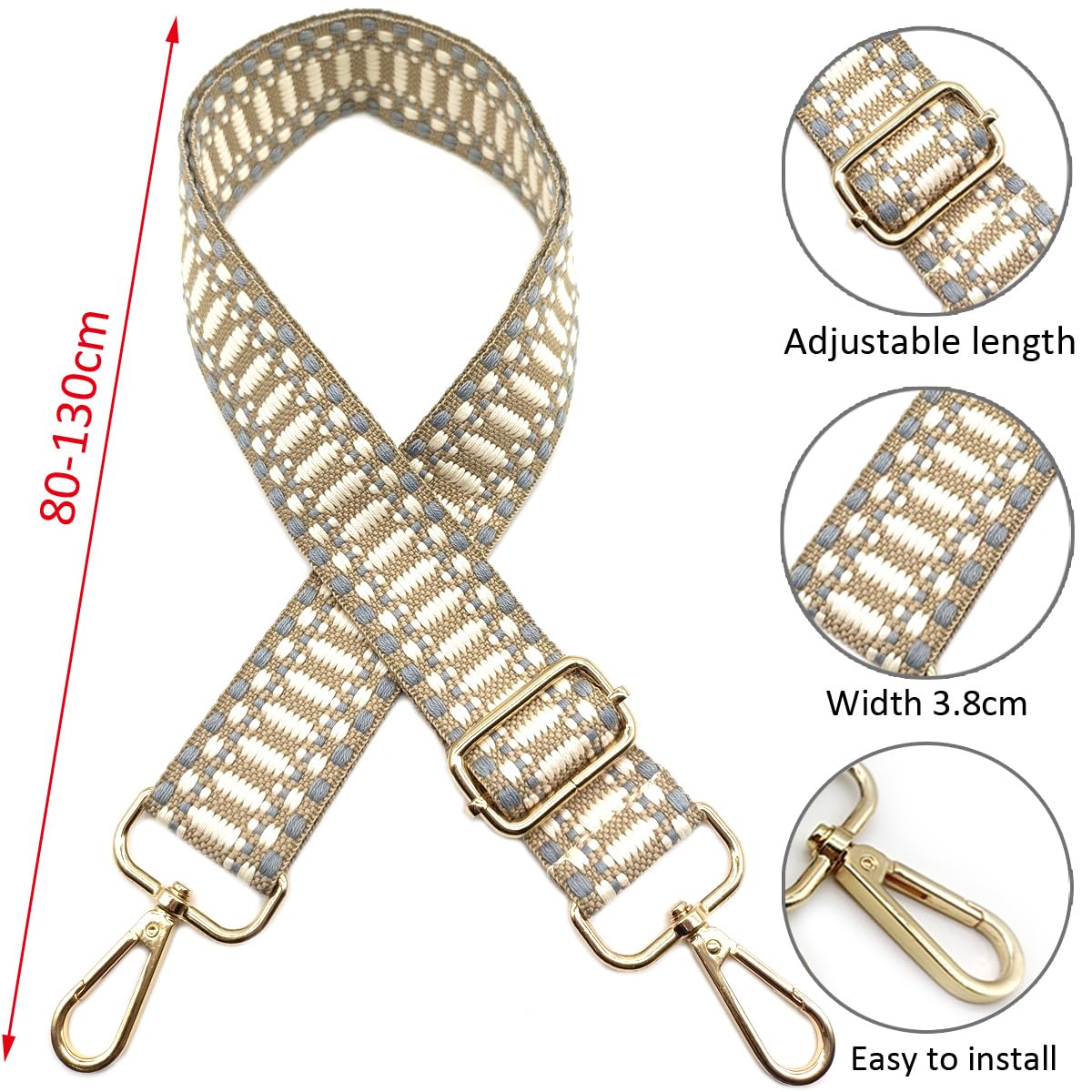 Bandouliere De Rechange Reglable Fuchsia, Sangle De Sac A Main Remplacement, Sangle De Rechange Universelles Mit Boucle Dore Pour Femme Sac à Main, Sac à Bandoulière Accessoires, 604