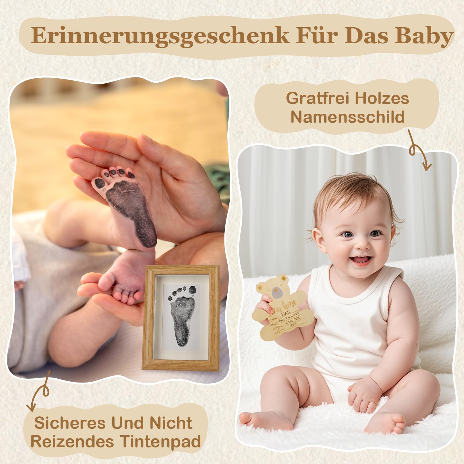 Herefun Baby Geschenk Jungen Mädchen, Neugeborenen Geschenk zur Geburt, Babygeschenke Babyparty Shower Set mit Baby Strampler, Socken, Badetücher, Grußkarten, Greifling Rassel Spielzeug